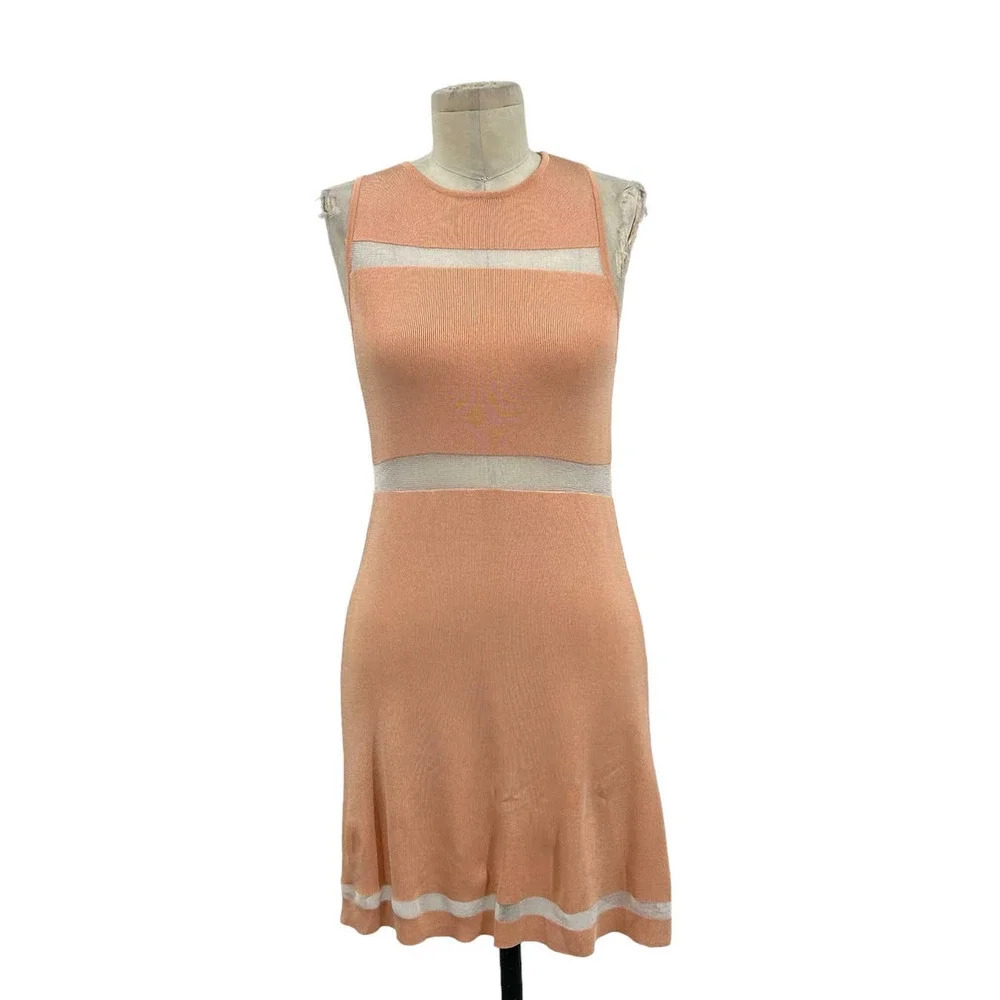 NBD‎ Sleeveless Peach Knit Mesh Insert Dress Size Small